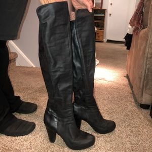 Rannsome over the knee black heeled boots